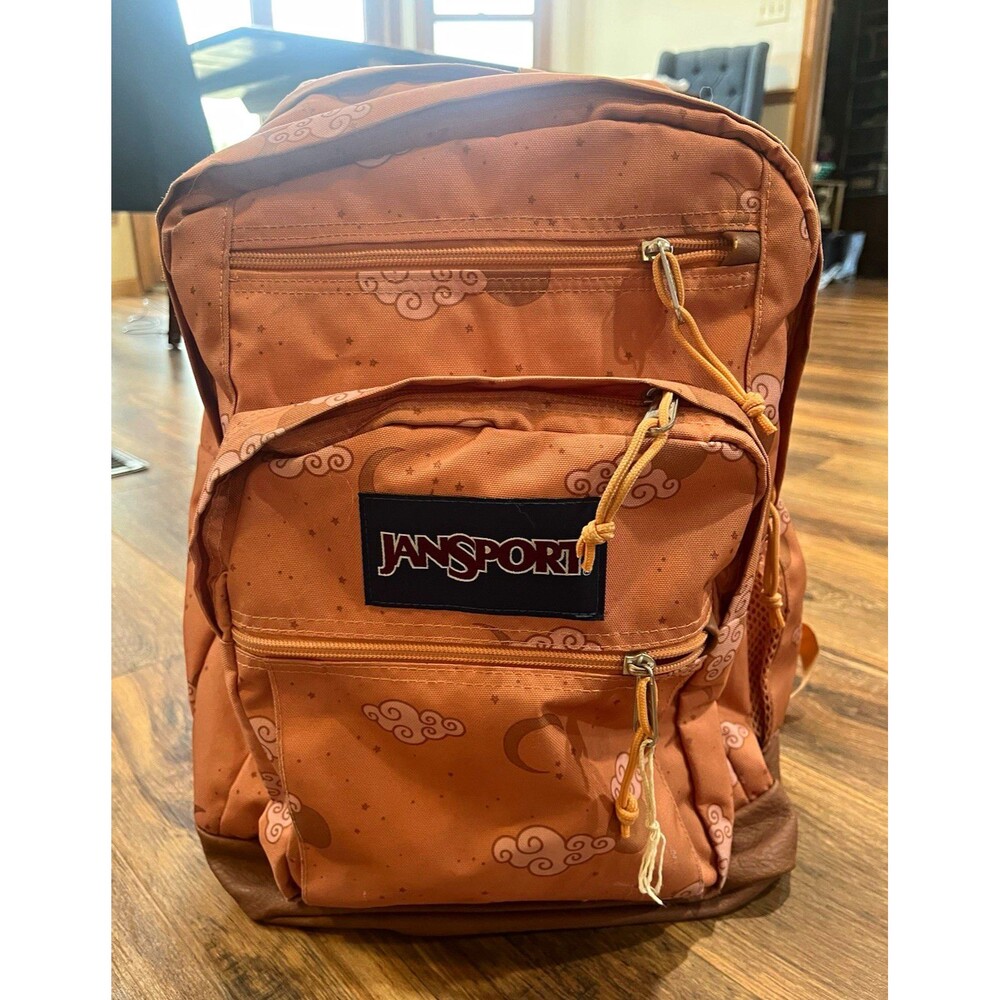 JanSport SuperBreak Kids Backpack Pink Cloud Print Brown Bottom Padded JS0A2SDQ